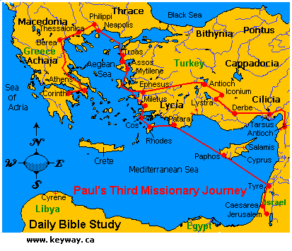 st paul's third missionary journey map